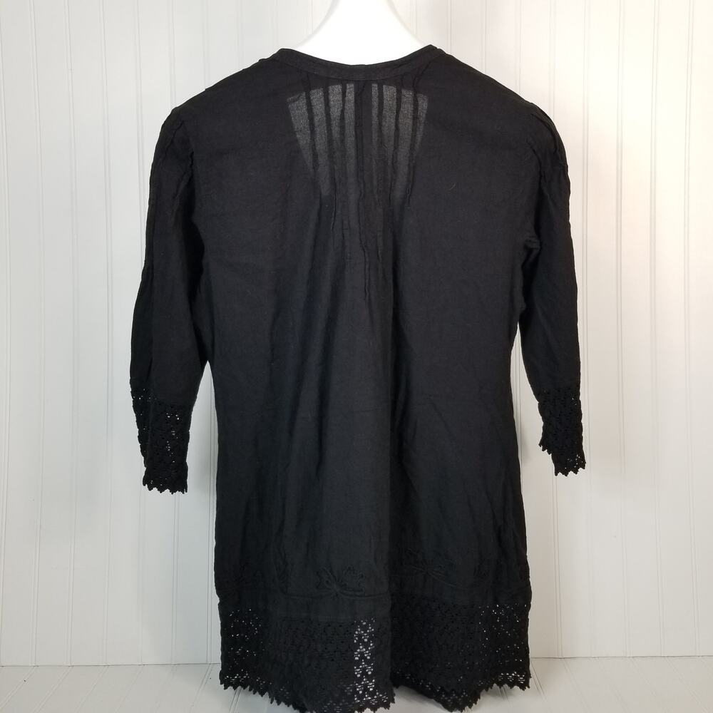 Soft Surroundings Gauzy Grenada Crochet Tunic Black Medium - Picture 2 of 9